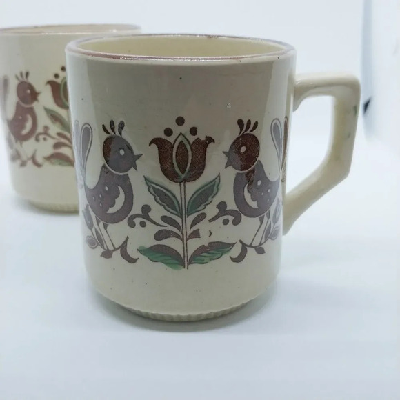 Set of  2 Vintage 70s Coffee/Tea Stoneware Mugs - Picture 2 of 4